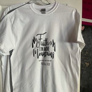 Heat transfer vinyl shirt faith can move mountains